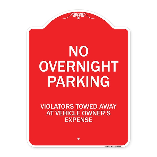 Signmission No Overnight Parking Heavy-Gauge Aluminum Architectural Sign, 24" x 18", RW-1824-9828 A-DES-RW-1824-9828 - main